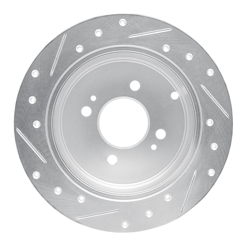 Dodge Attitude Brake Rotor (1) - Rear Right - R1 Concepts - Drilled & Slotted - Silver - `06-`12